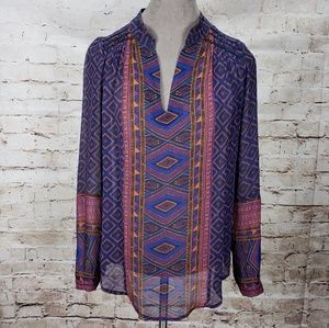 Lucky Brand Multi-Color Long Sleeve Blouse